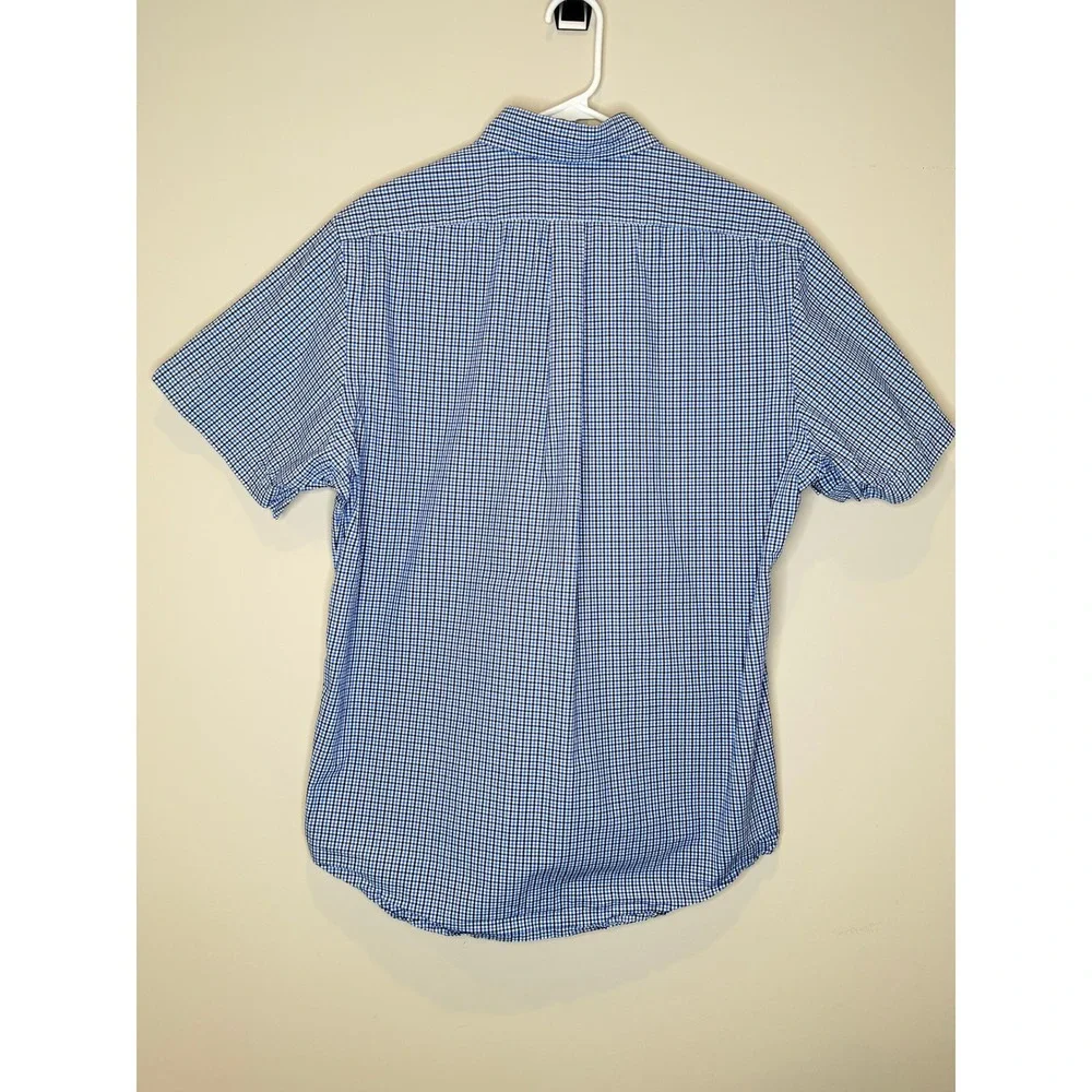 Polo Ralph Lauren Blue Gingham Button Down Shirt Men's Short Sleeve Pony Cotton